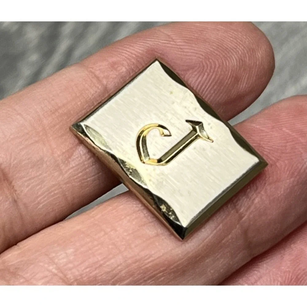 Vintage Hickok Gold Tone Initial J Cufflinks USA Monogrammed Letter Cuff Link